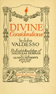Cover of: Divine considerations by Juan de Valdés