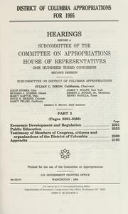 Cover of: District of Columbia appropriations for 1995: hearings before a subcommittee of the Committee on Appropriations, House of Representatives, One Hundred Third Congress, second session