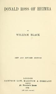 Cover of: Donald Ross of Heimra by William Black