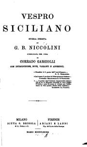 Cover of: Vespro Siciliano: storia inedita