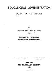 Cover of: Educational Administration: Quantitative Studies by Strayer, George D., George Drayton Strayer, Edward Lee Thorndike