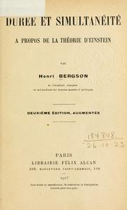 Cover of: Durée et simultanéité, à propos de la théorie dEinstein.