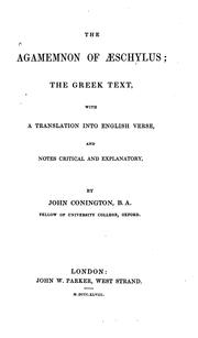 Cover of: The Agamemnon of Aeschylus: the Greek text