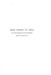 Cover of: From Tonkin to India by the Sources of the Irawadi,: January '95-January '96.