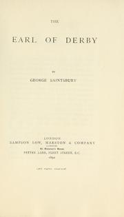 Cover of: The Earl of Derby by Saintsbury, George