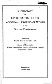 Cover of: Directory of Opportunities for the Vocational Training of Women in the State ...