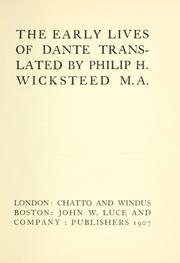 The early lives of Dante by Philip H. Wicksteed