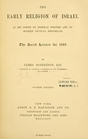 Cover of: The early religion of Israel by Robertson, James