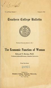 Cover of: The economic function of woman by Edward T. Devine