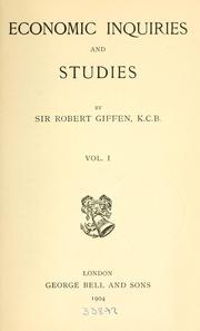 Cover of: Economic enquiries and studies by Giffen, Robert Sir