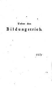 Cover of: Über den Bildungstrieb by Johann Friedrich Blumenbach