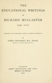 Cover of: Educational writings of Richard Mulcaster (1532-16ll)