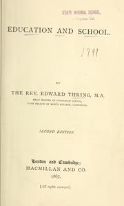 Cover of: Education and school. by Thring, Edward.