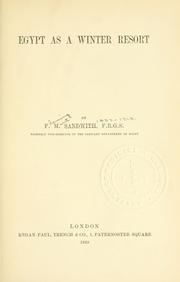 Cover of: Egypt as a winter resort | F. M. (Fleming Mant) Sandwith