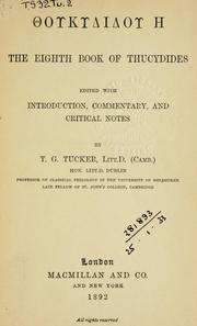 Cover of: The eighth book by Thucydides
