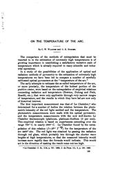 Cover of: On the Temperature of the Arc by Charles William Waidner, George Kimball Burgess, United States Bureau of standards . Reprint [no. 8 ], United States. National Bureau of Standards.