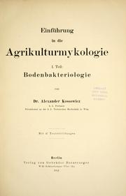 Cover of: Einfhrung in die Agrikulturmykolgie. by Alexander Kossowicz