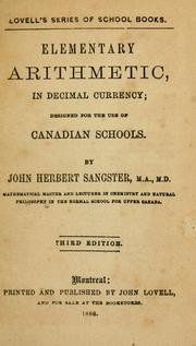 Cover of: Elementary arithmetic by John Herbert Sangster