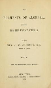 Cover of: The elements of algebra... by John William Colenso, John William Colenso