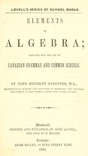 Cover of: Elements of algebra... by John Herbert Sangster