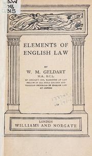 Cover of: Elements of English law.