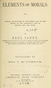 Cover of: Elements of morals by Janet, Paul