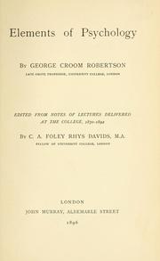 Cover of: Elements of psychology by George Croom Robertson