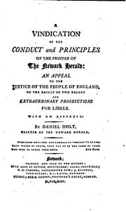 Cover of: A Vindication of the Conduct and Principles of the Printer of the Newark Herald: An Appeal to ...