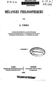 Mélanges philosophiques by A. Véra