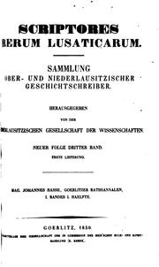 Cover of: Scriptores rerum Lusaticarum, Sammlung ober- und niederlausitzischer Geschichtschreiber, Neue Folge