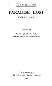 Cover of: Paradise Lost by John Milton, Arthur Wilson Verity