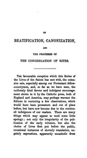 Cover of: An essay on beatification, canonization and the processes of the Congregation of rites by Frederick William Faber