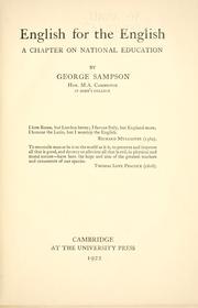 Cover of: English for the English: a chapter on national education / by George Sampson.