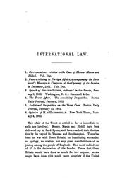 International Law: Case of the Trent. Capture and Surrender of Mason and Slidell by Joel Parker