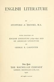 Cover of: English literature by Brooke, Stopford Augustus