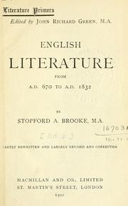 Cover of: English literature, from A.D. 670 to A.D. 1832. by Brooke, Stopford Augustus