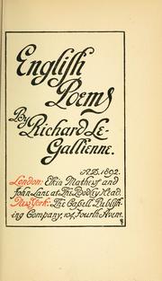 Cover of: English poems by Richard Le Gallienne