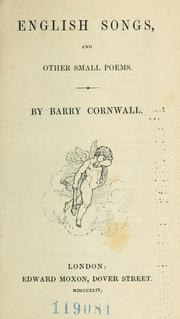 Cover of: English songs, and other small poems. by Barry Cornwall