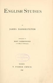 Cover of: English studies by James Darmesteter