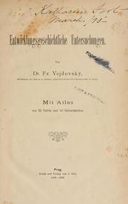Cover of: Entwickelunsgeschichtliche Untersuchungen