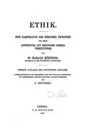Cover of: Ethik: Eine Darstellung der ethischen Prinzipien und deren Anwendung auf ...