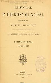 Cover of: Epistolae P. Hieronumi Nadal Societatis Jesu by Gernimo Nadal