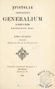 Cover of: Epistolae praepositorum generalium ad Patres et Fratres Societatis Jesu. by 