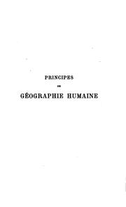 Cover of: Principes de géographie humaine by Paul Vidal de La Blache