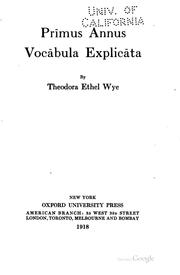 Cover of: Prīmus annus: vocābula explicāta
