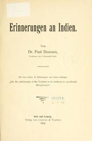Cover of: Erinnerungen an Indien by Paul Deussen