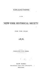 Cover of: Collections of the New York Historical Society for the Year ...