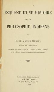 Cover of: Esquisse d'une histoire de la philosophie indienne.