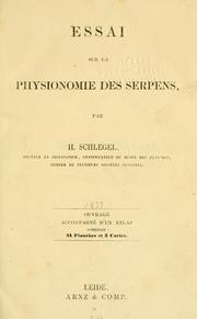 Cover of: Essai sur la physionomie des serpens.