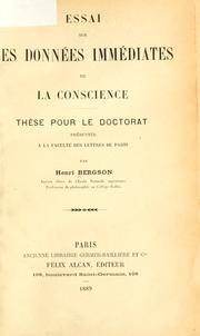 Cover of: Essai sur les données immédiates de la conscience. by Henri Bergson